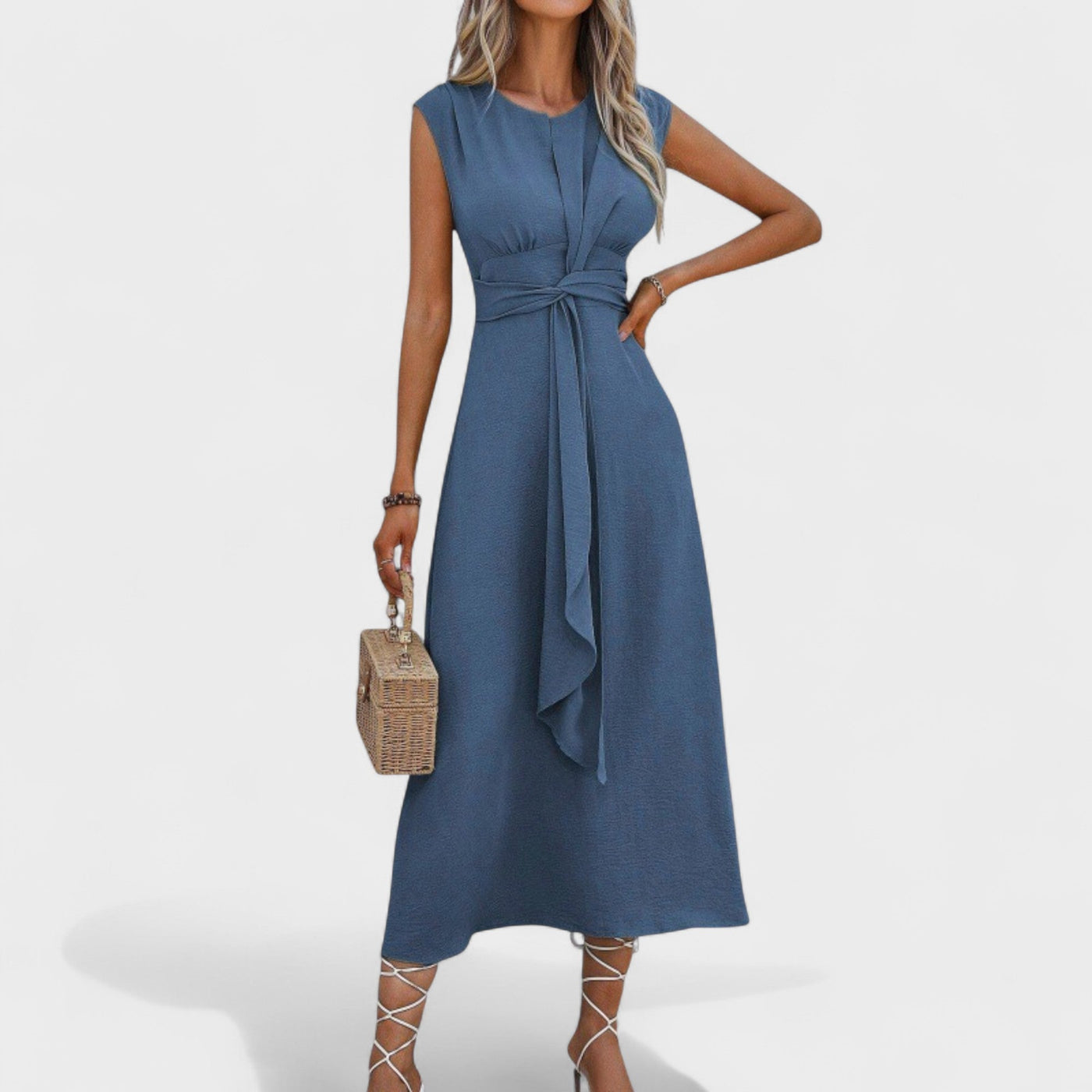 Emilia - Vestido maxi elegante sem mangas e gola redonda