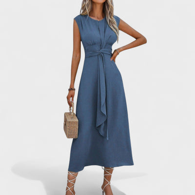 Emilia - Vestido maxi elegante sem mangas e gola redonda