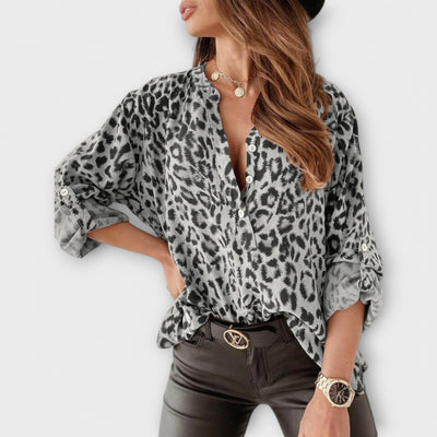 Luisa - Blusa Moderna Com Padrão de Leopardo
