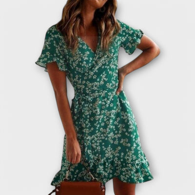 Dalila - Vestido curto boho em verde