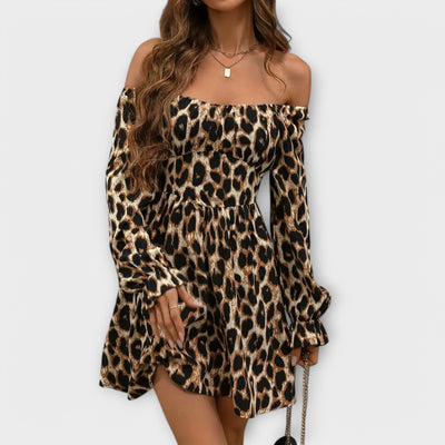 Catarina - Vestido curto com estampado de leopardo