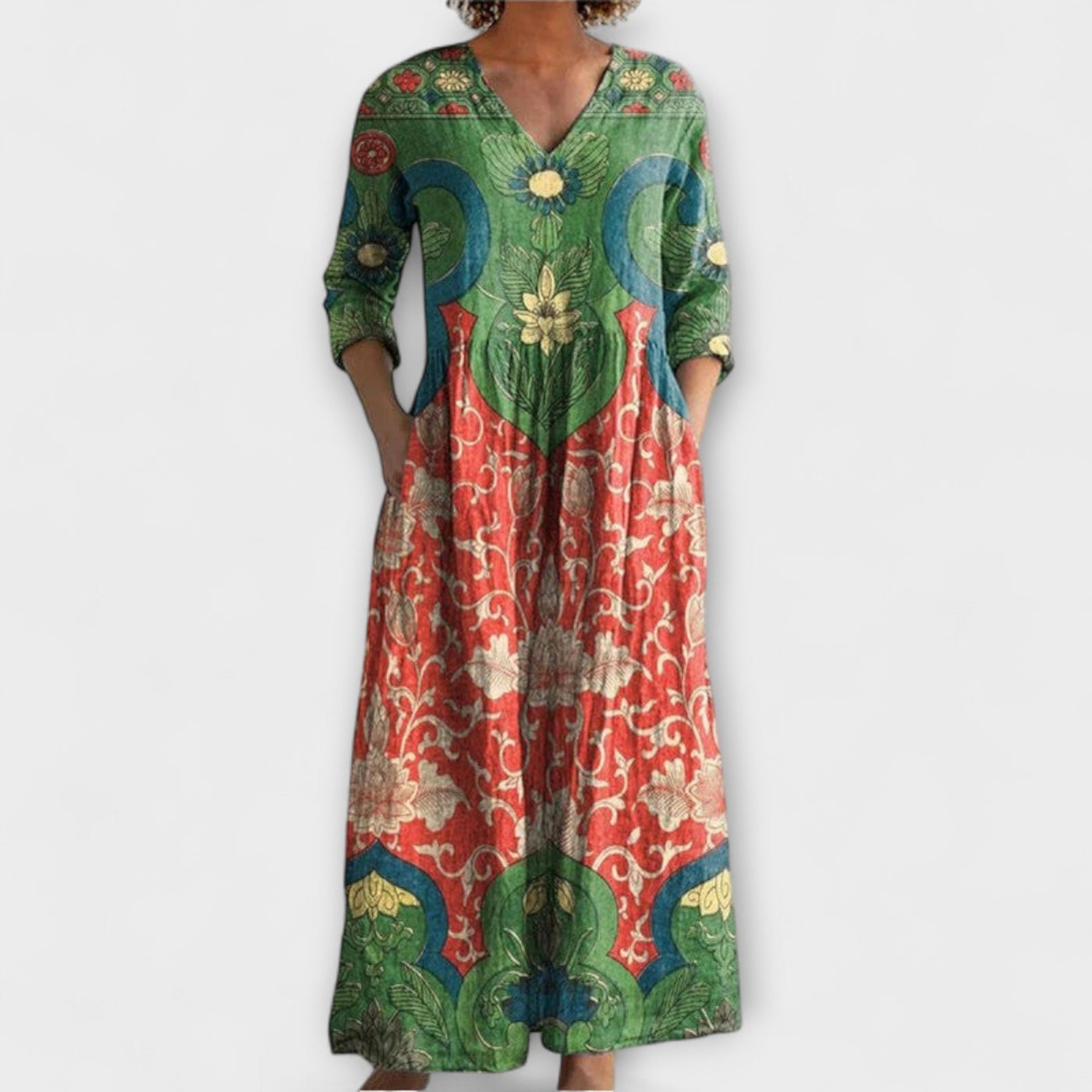 Raquel - Vestido maxi com padrão floral vintage