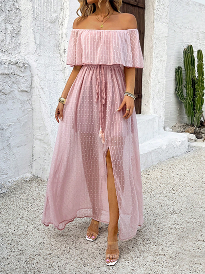 Beatriz - Vestido maxi com ombros à mostra